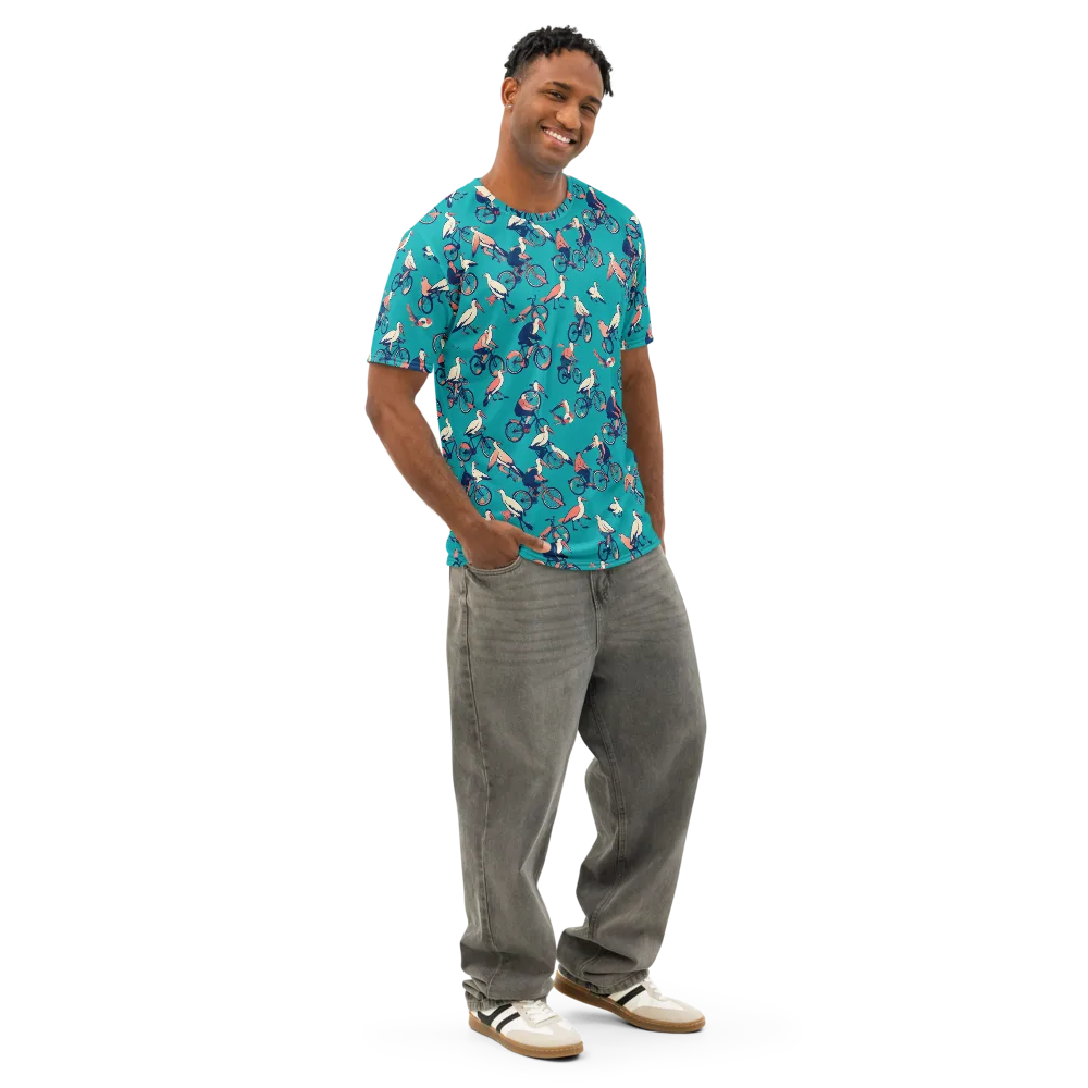 Pedal And Plume on Men's Cotton Crew Neck T-Shirt — Right Front