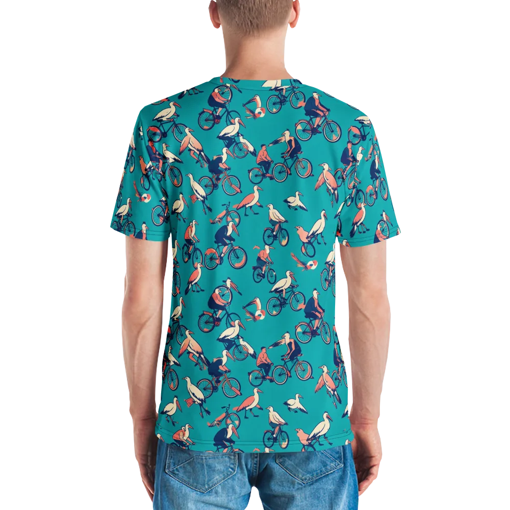 Pedal And Plume on Men's Crew Neck T-Shirt — Back