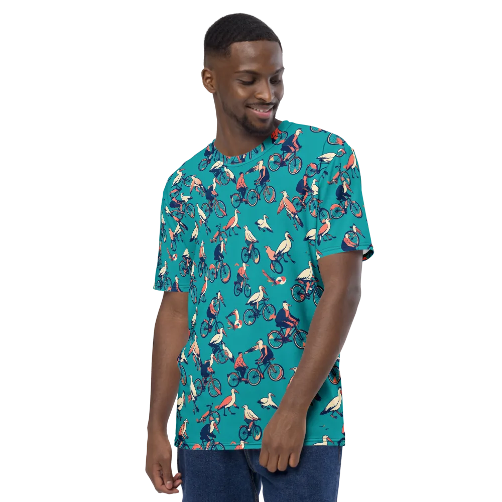 Pedal And Plume on Men's Crew Neck T-Shirt — Left