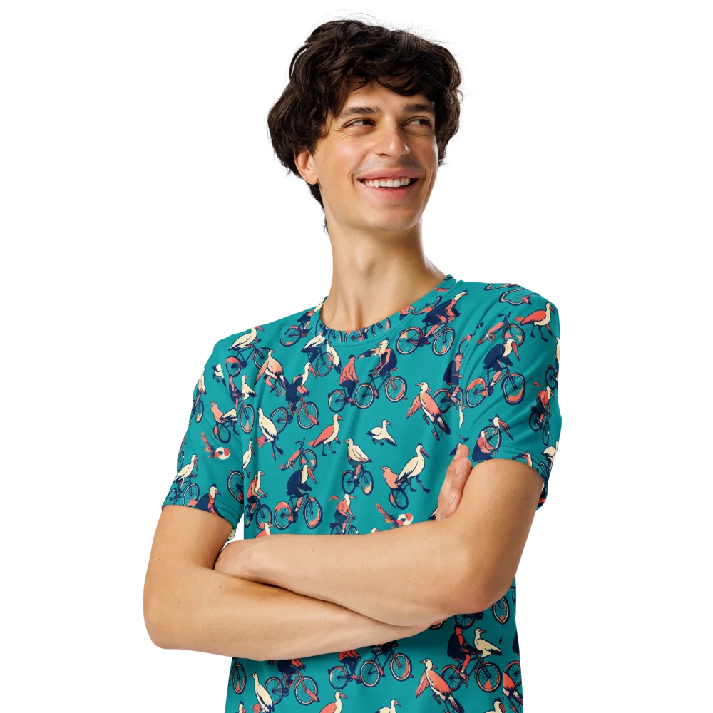 Pedal And Plume on Men's Crew Neck T-Shirt — Left Front