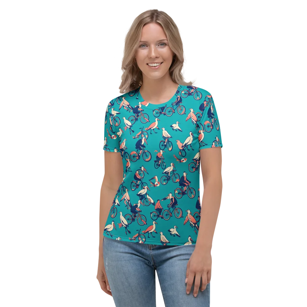 Pedal And Plume on Women's Crew Neck T-Shirt — Front