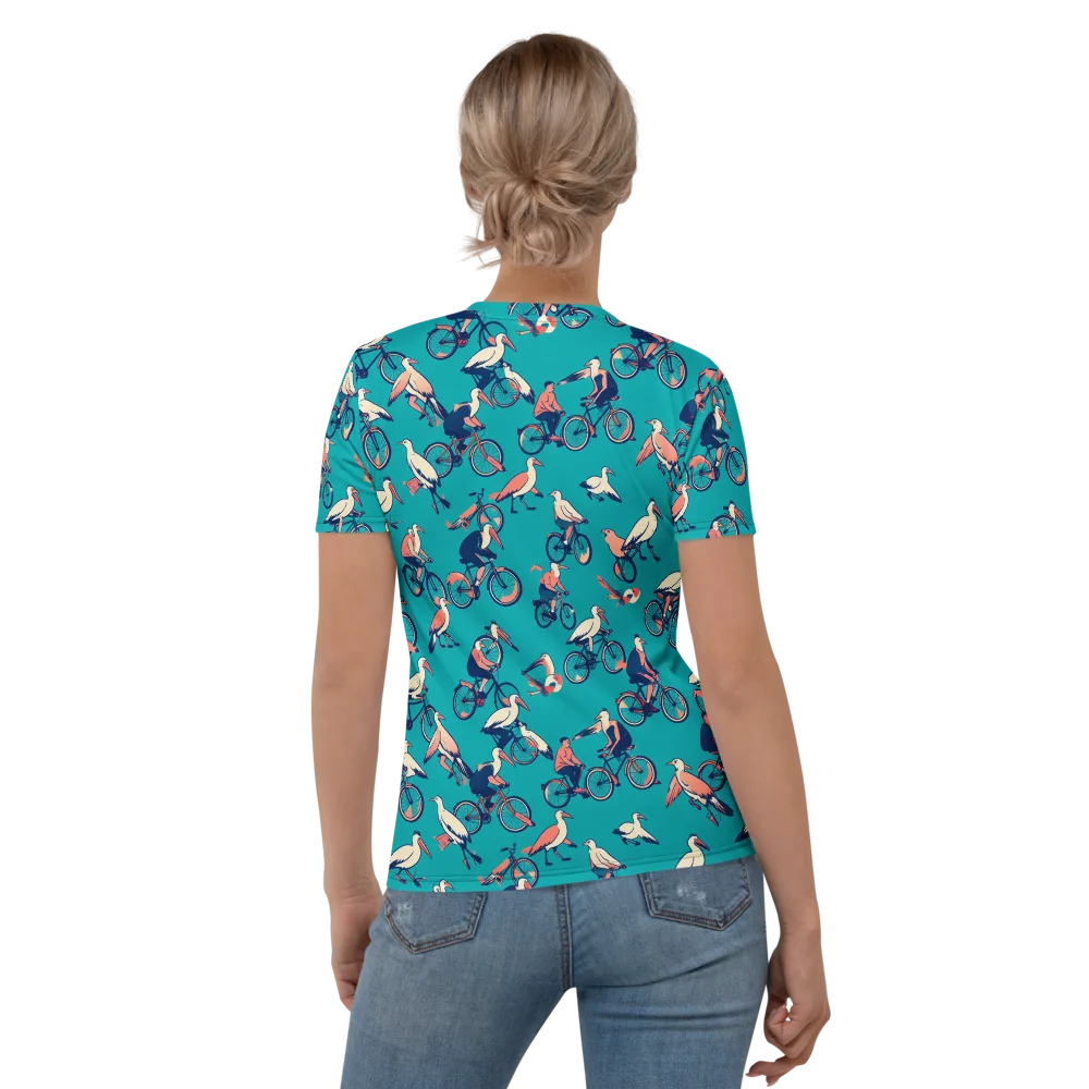 Pedal And Plume on Women's Crew Neck T-Shirt — Back