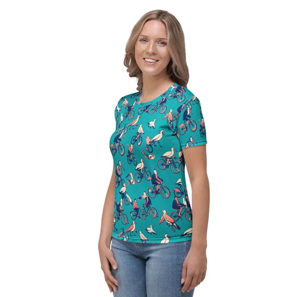 Pedal And Plume on Women's Crew Neck T-Shirt — Left