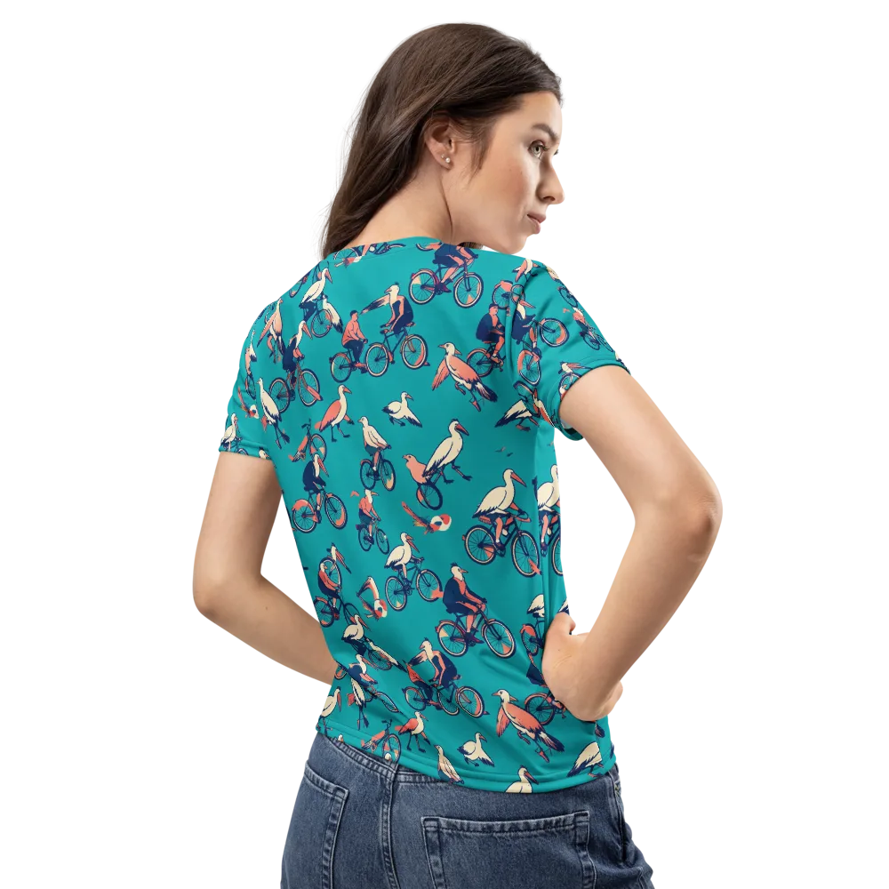 Pedal And Plume on Women's Crew Neck T-Shirt — Back