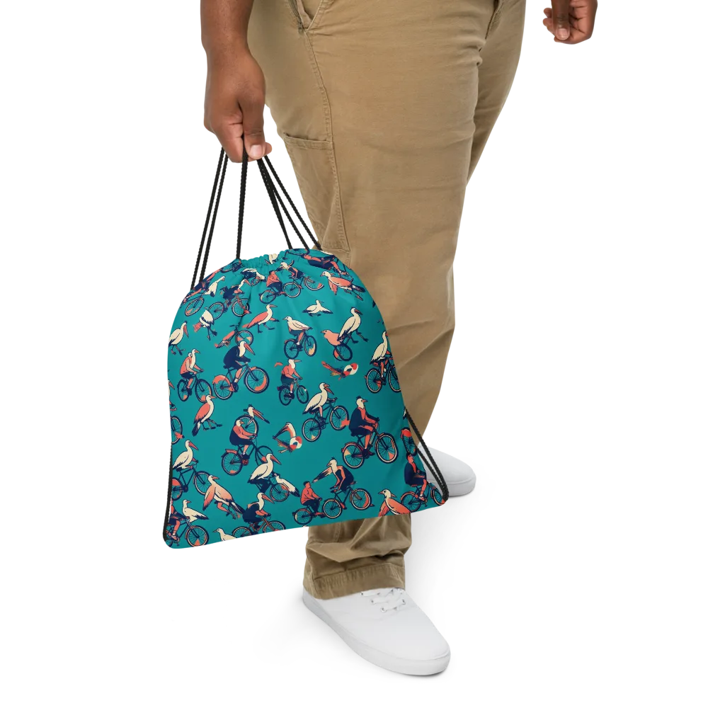 Pedal And Plume on Drawstring Bag — Front
