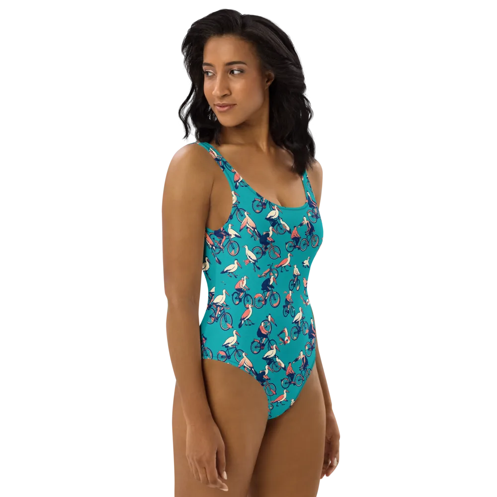 Pedal And Plume on One-Piece Swimsuit — Right