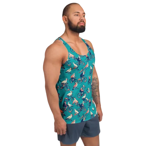 Pedal And Plume on a Men's Tank Top