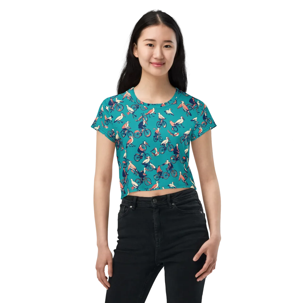 Pedal And Plume on Crop Tee — Front