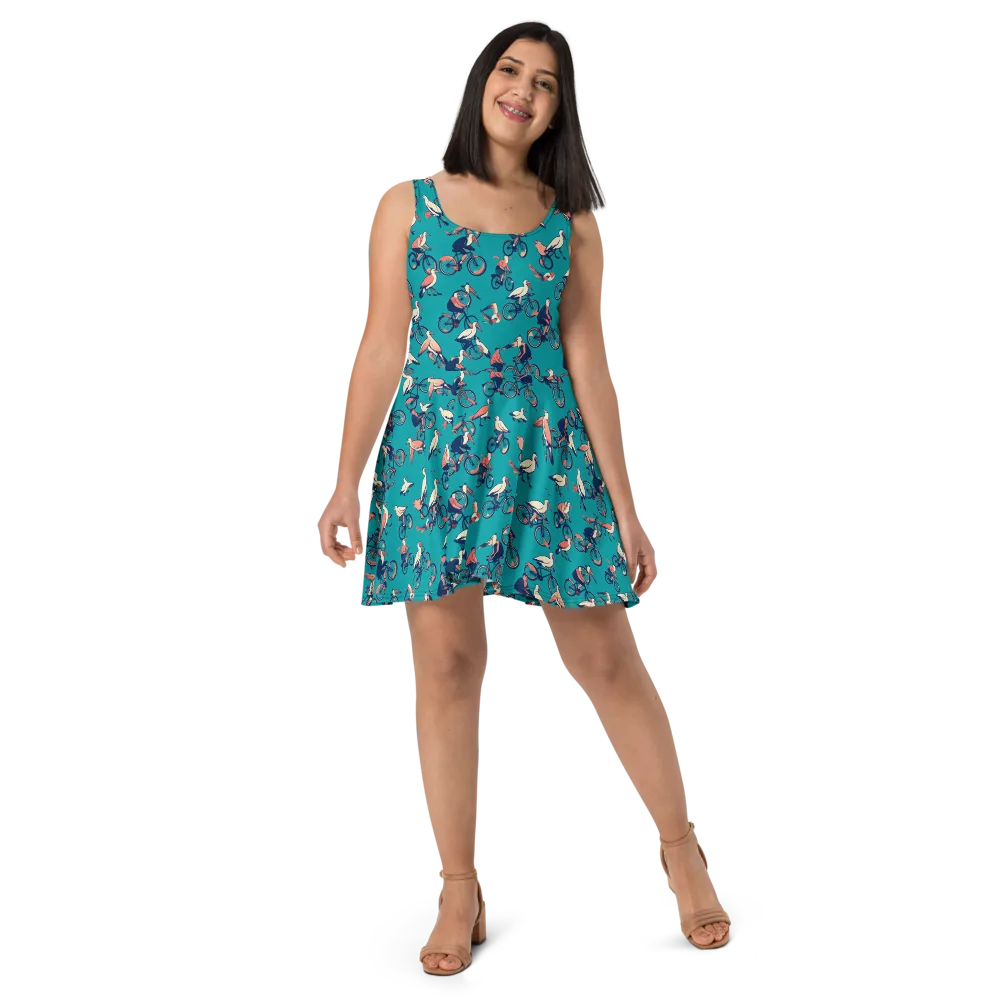 Pedal And Plume on Skater Dress — Front