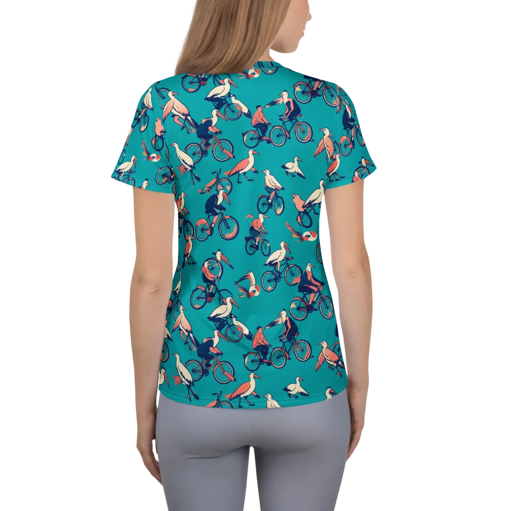 Pedal And Plume on Women's Athletic T-Shirt — Back