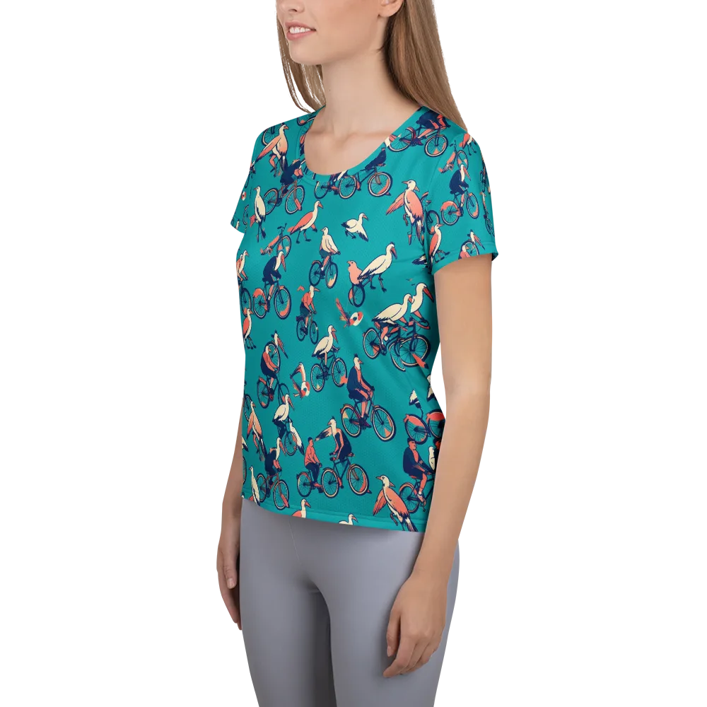 Pedal And Plume on Women's Athletic T-Shirt — Left