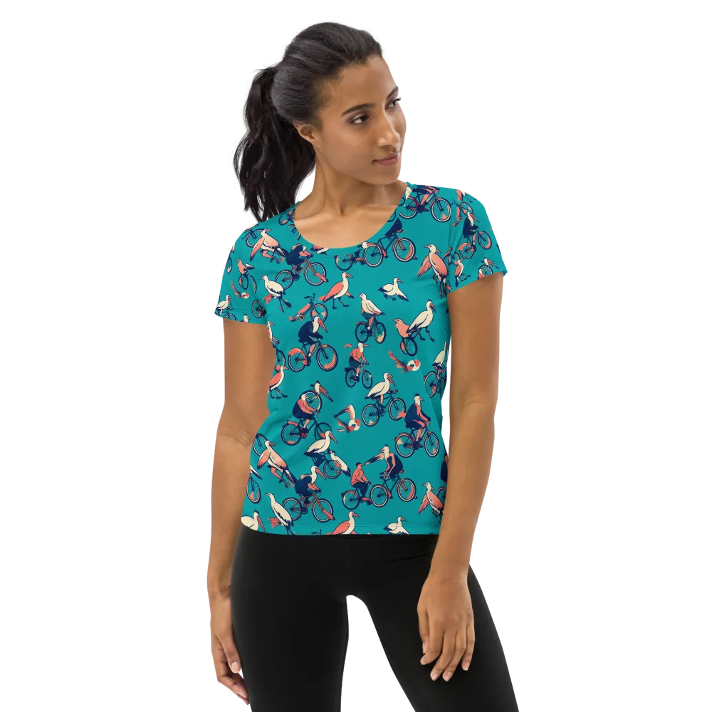 Pedal And Plume on Women's Athletic T-Shirt — Front