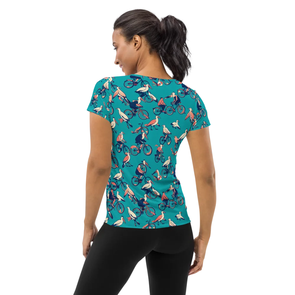 Pedal And Plume on Women's Athletic T-Shirt — Back