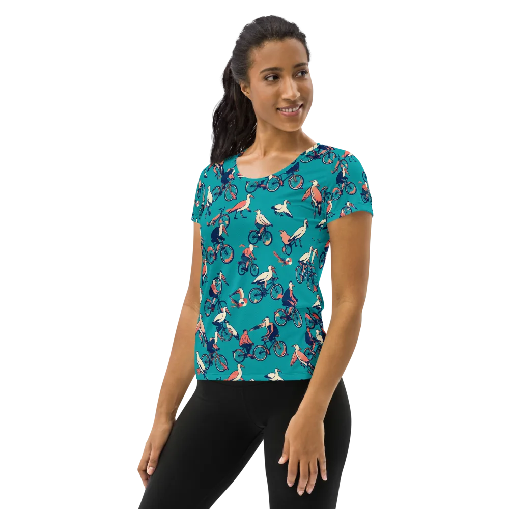 Pedal And Plume on Women's Athletic T-Shirt — Left