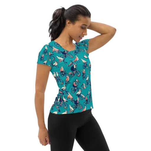 Pedal And Plume on a Women's Athletic T-Shirt