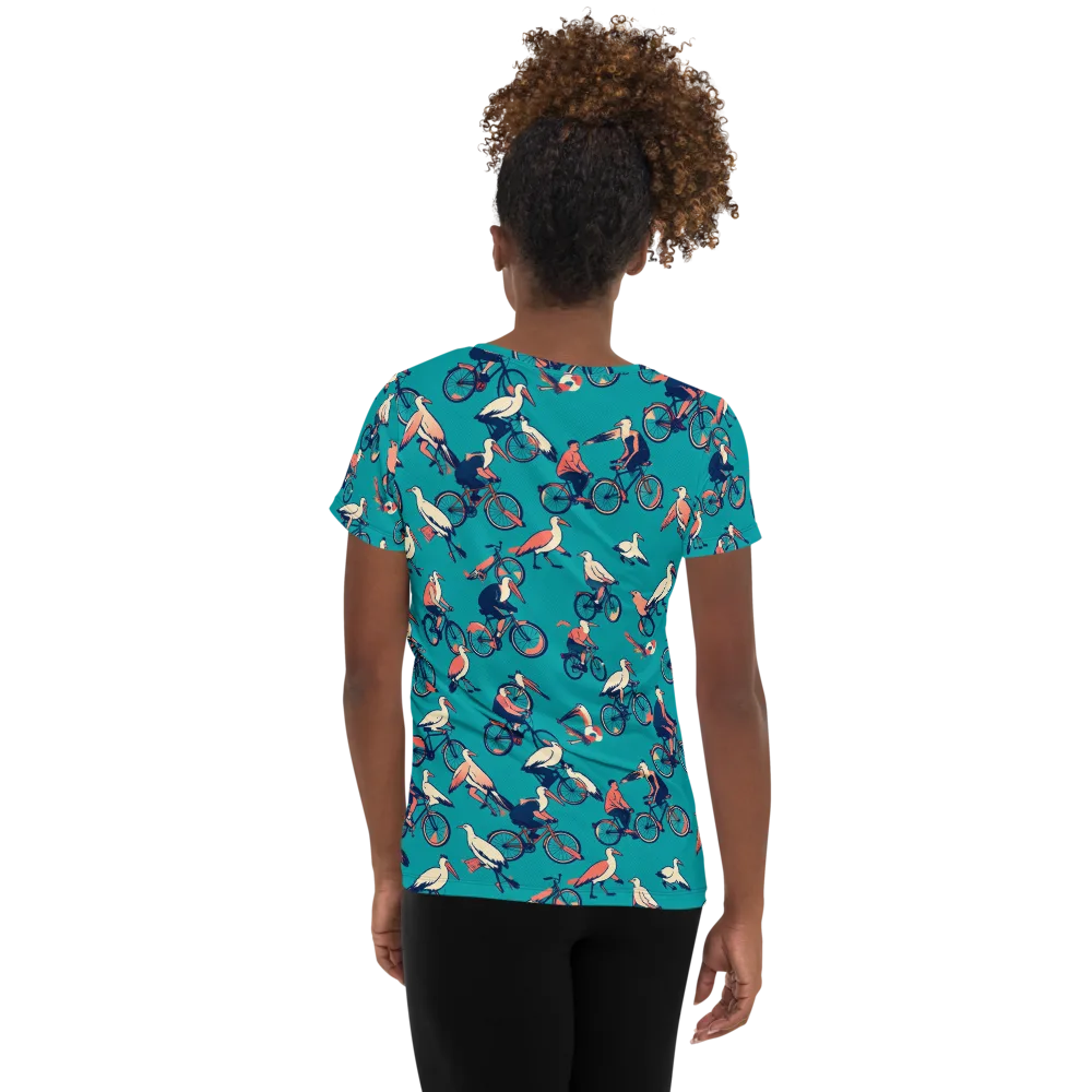Pedal And Plume on Women's Athletic T-Shirt — Back