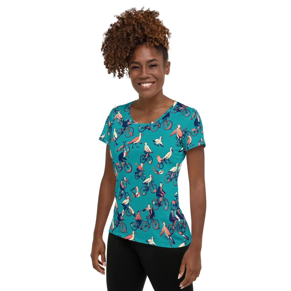 Pedal And Plume on Women's Athletic T-Shirt — Left