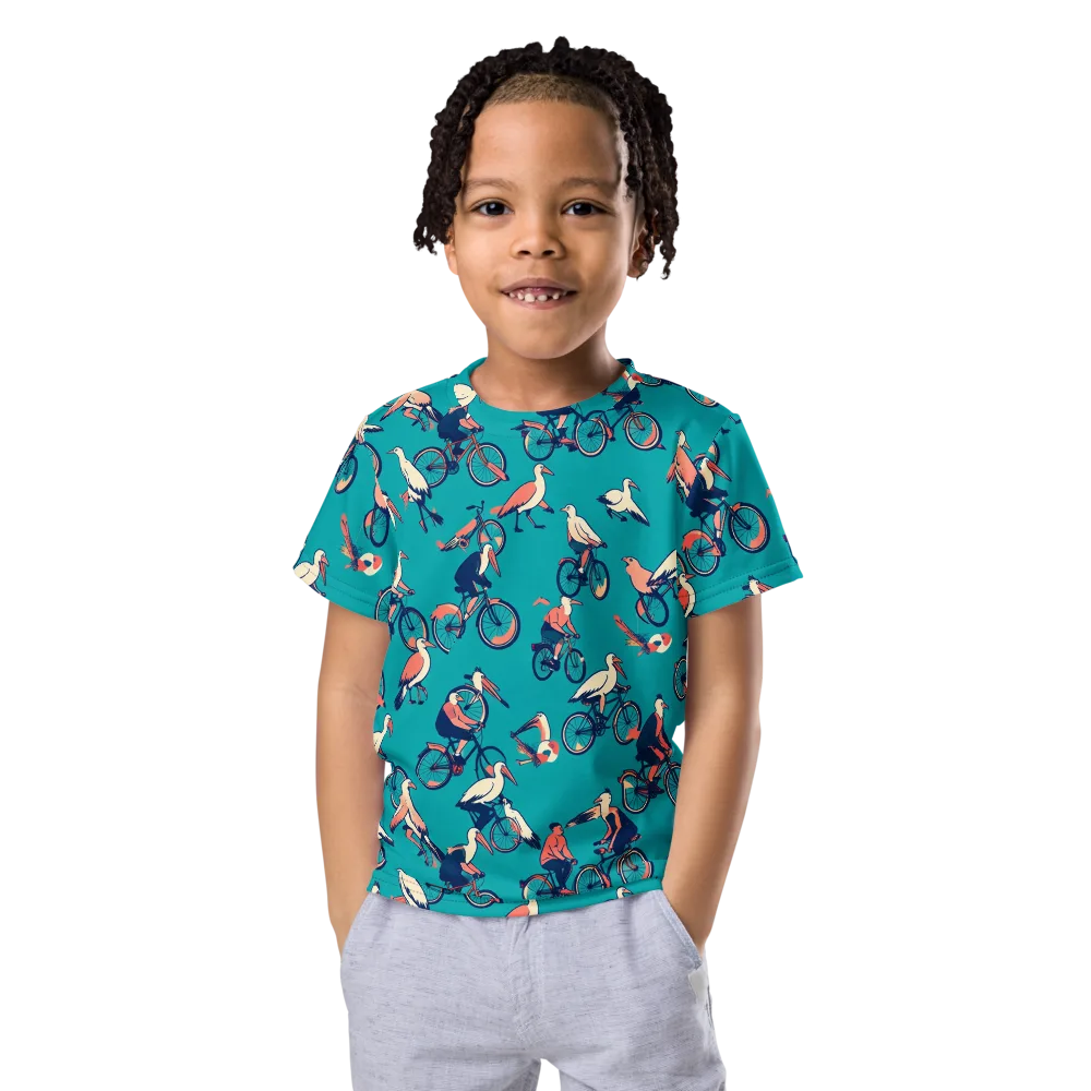 Pedal And Plume on Kids Crew Neck T-Shirt — Front
