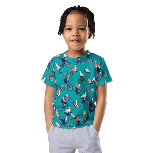 Pedal And Plume on a Kids Crew Neck T-Shirt