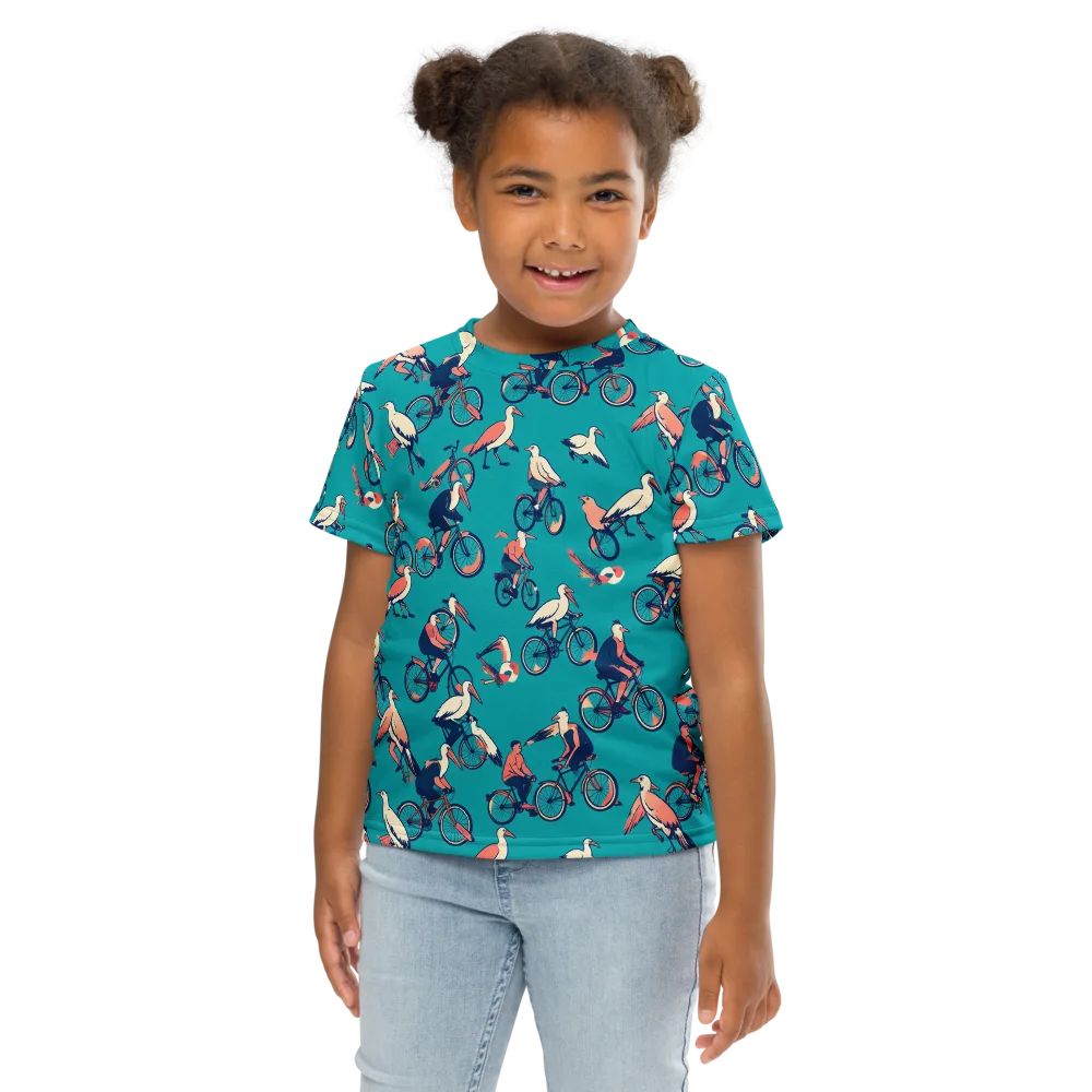 Pedal And Plume on Kids Crew Neck T-Shirt — Front