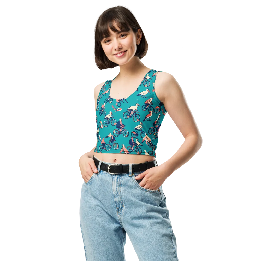 Pedal And Plume on Crop Top — Front