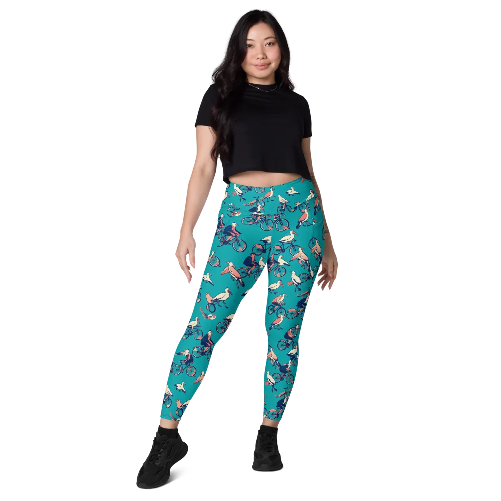 Pedal And Plume on Leggings with Pockets — Front
