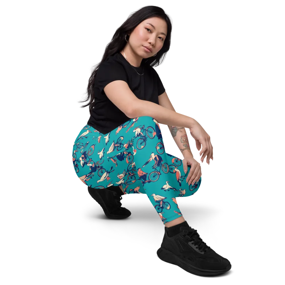 Pedal And Plume on Leggings with Pockets — Right Front