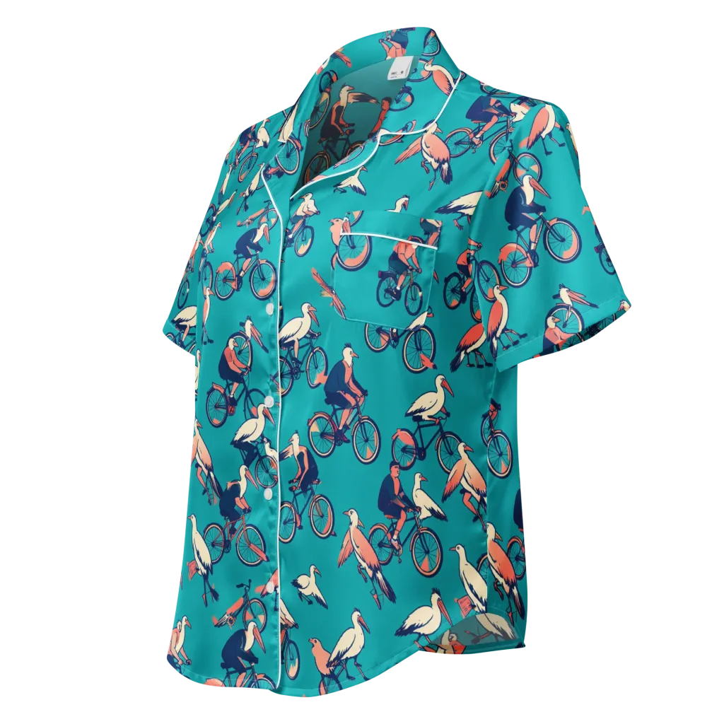 Pedal And Plume on Women's Short Sleeve Pajama Top — Left Front