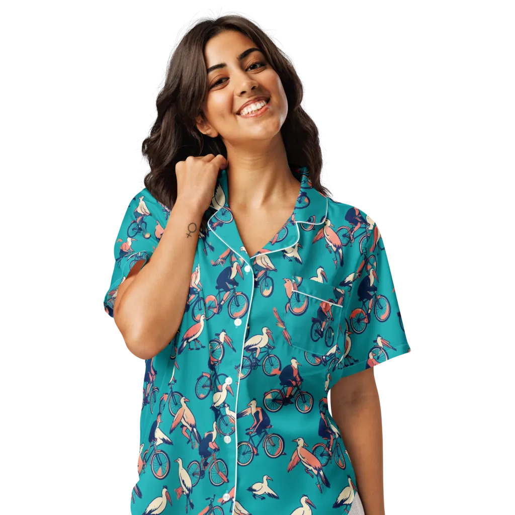 Pedal And Plume on Women's Short Sleeve Pajama Top — Front