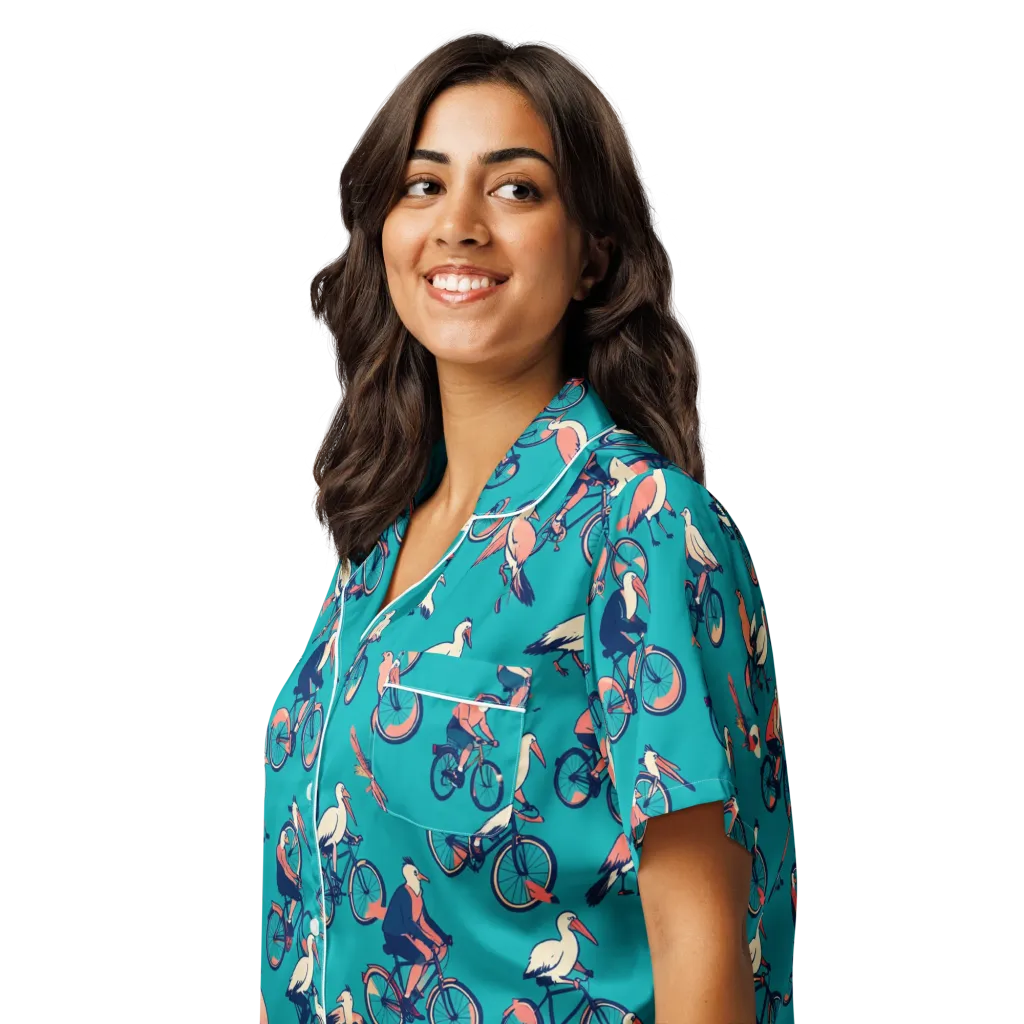 Pedal And Plume on Women's Short Sleeve Pajama Top — Left Front