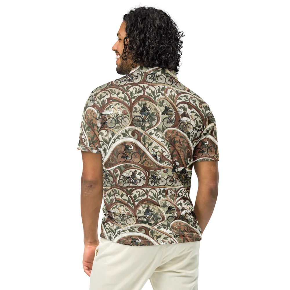 Storks in Motion on Men's Slim Fit Polo Shirt — Back