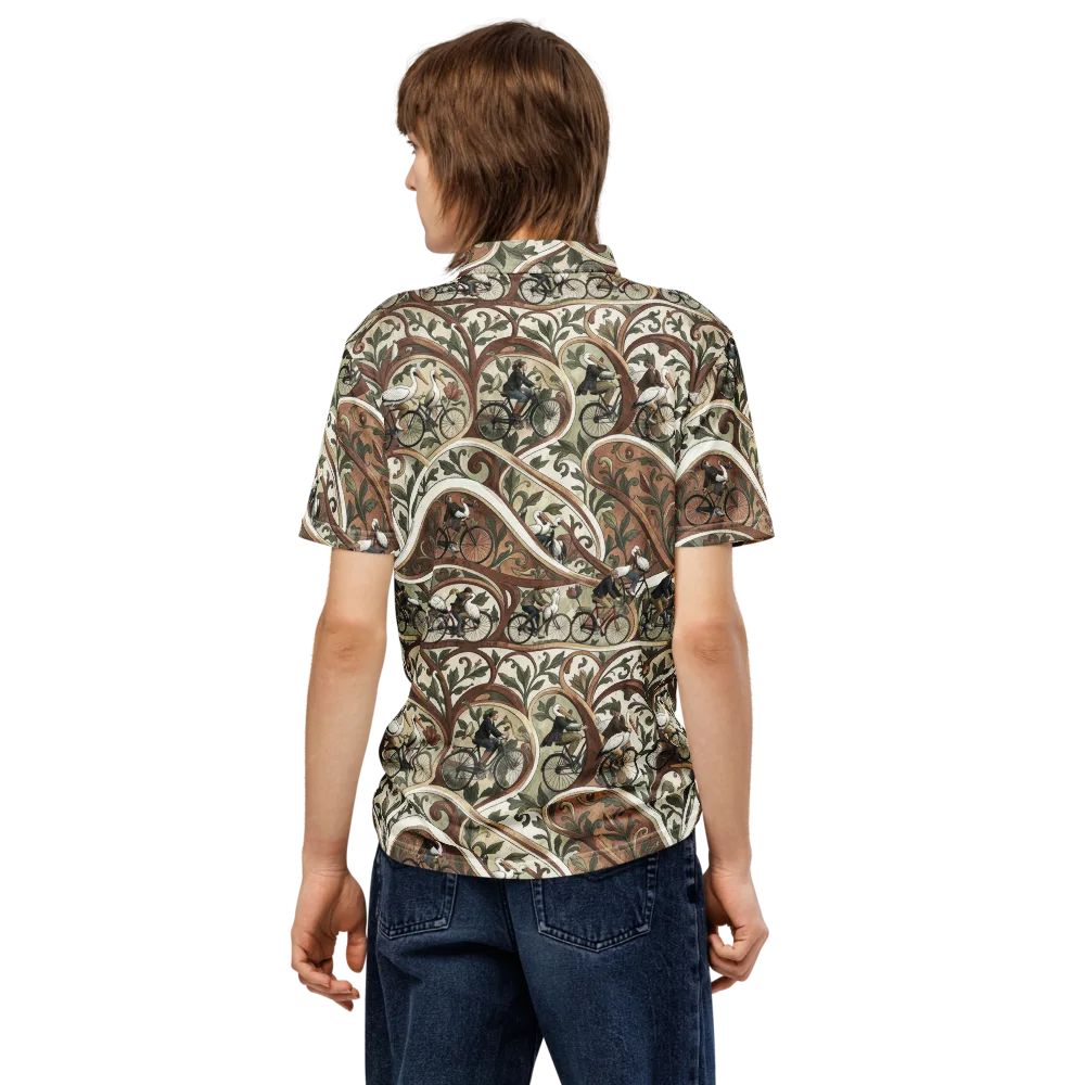 Storks in Motion on Men's Slim Fit Polo Shirt — Back