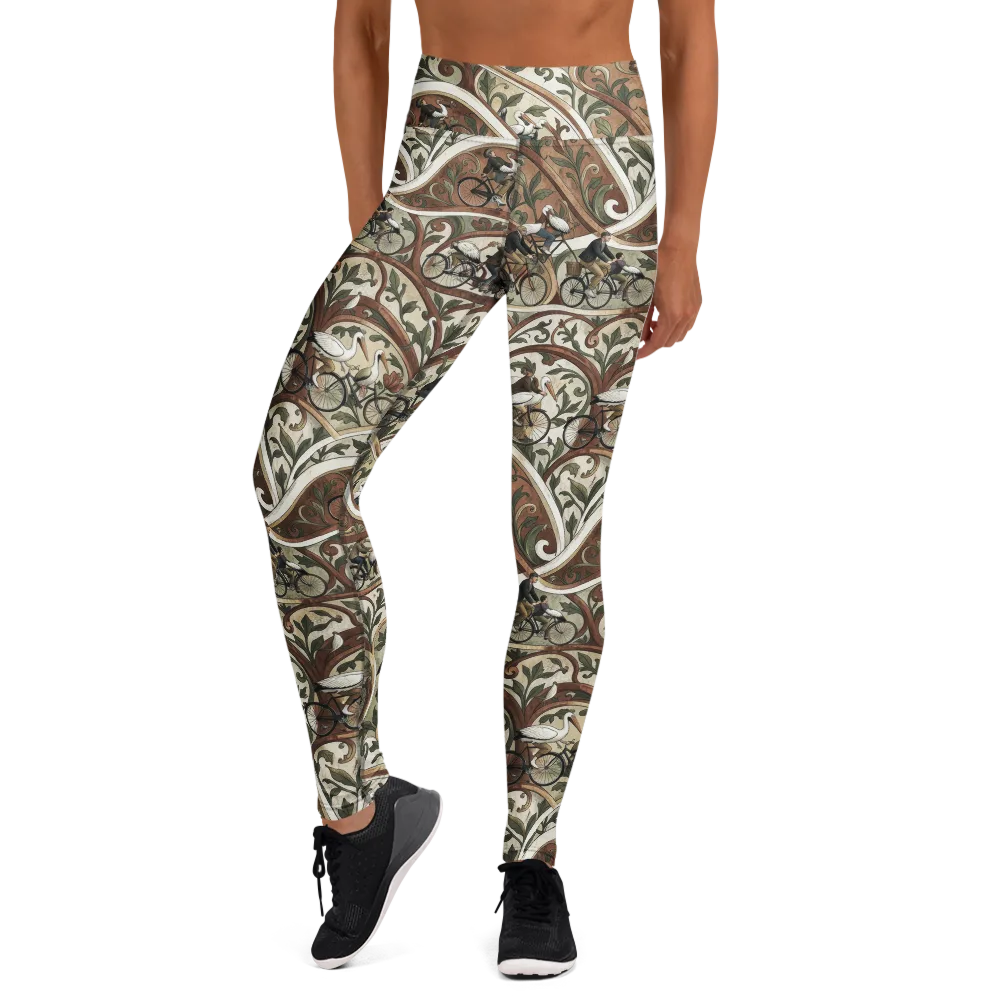 Storks in Motion on Yoga Leggings — Front