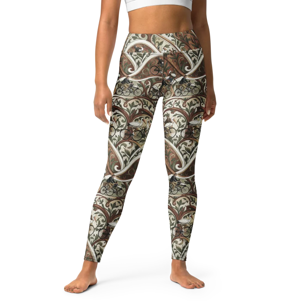 Storks in Motion on Yoga Leggings — Front
