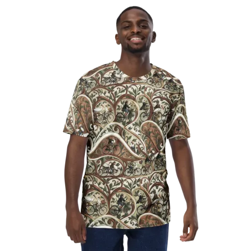 Storks in Motion on a Men's Crew Neck T-Shirt