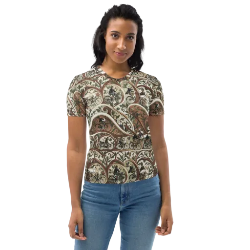 Storks in Motion on a Women's Crew Neck T-Shirt