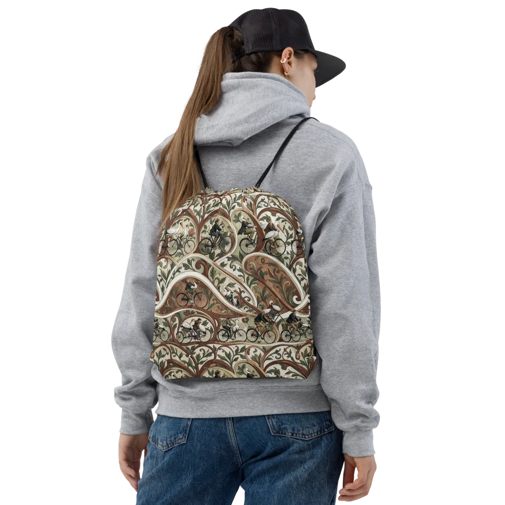 Storks in Motion on Drawstring Bag — Front