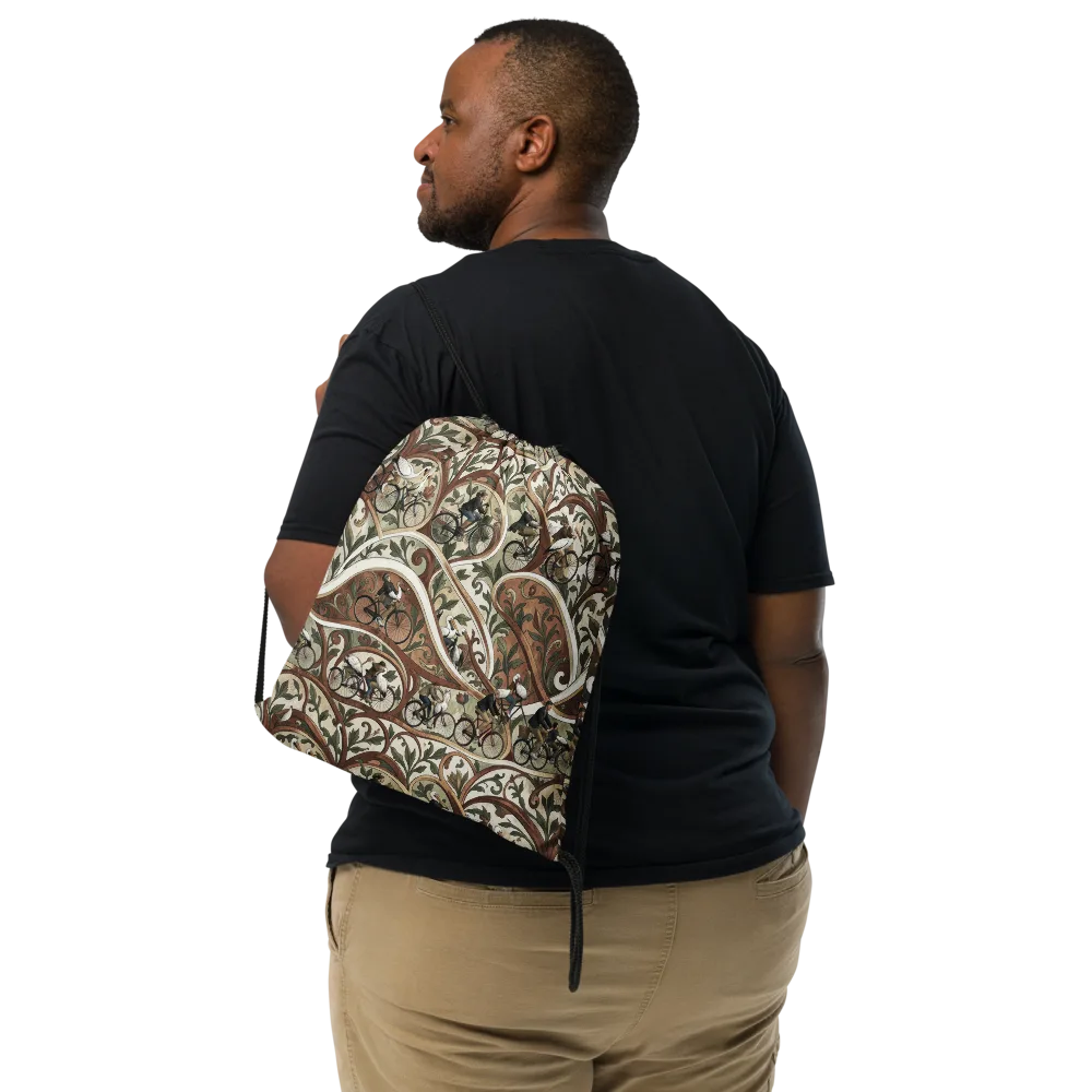 Storks in Motion on Drawstring Bag — Front
