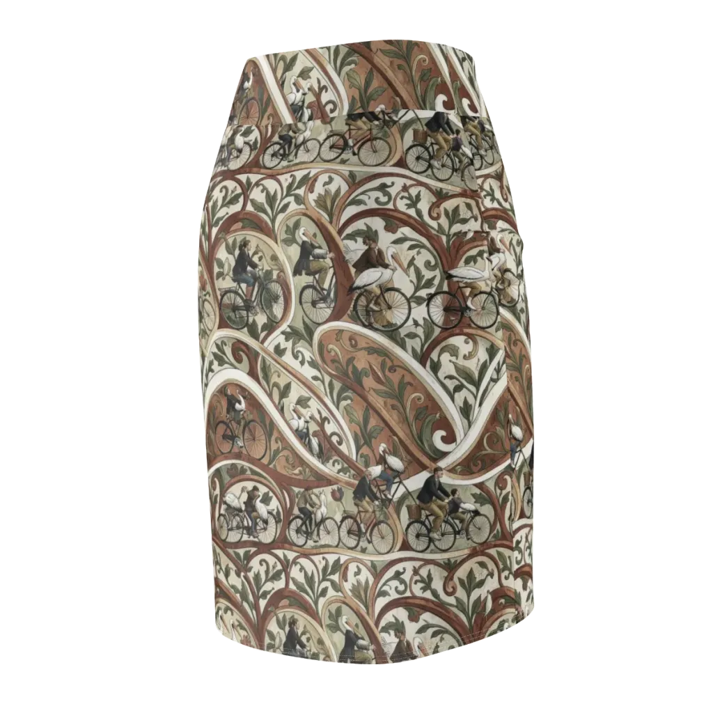Storks in Motion on Pencil Skirt — Back Side