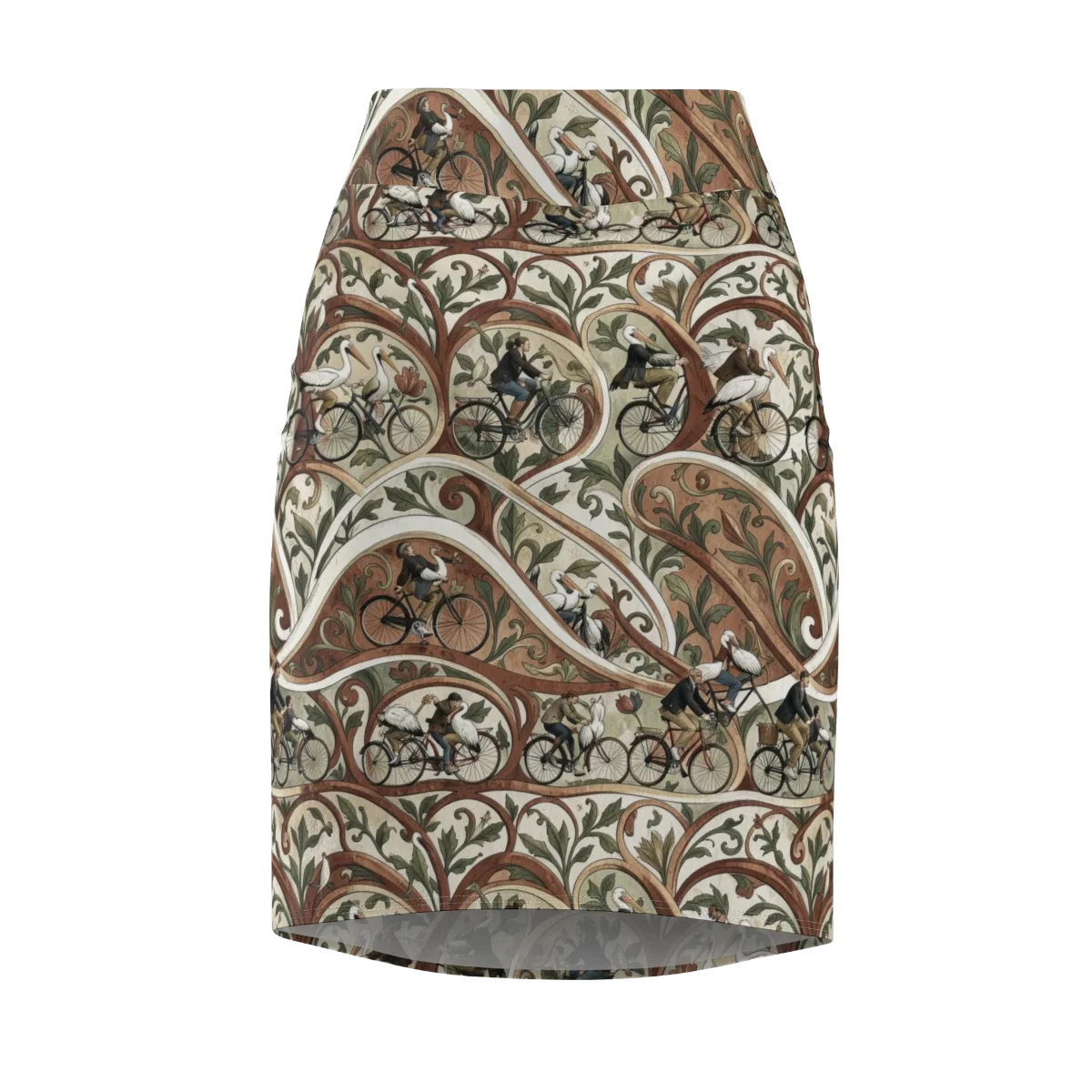 Storks in Motion on Pencil Skirt — Front