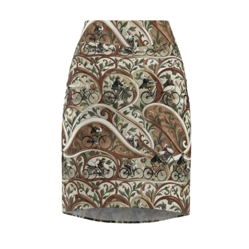Storks in Motion on a Pencil Skirt