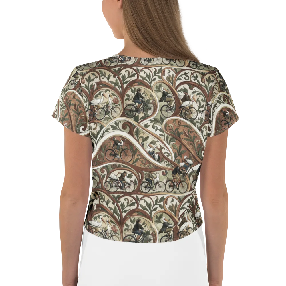 Storks in Motion on Crop Tee — Back