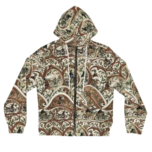 Storks in Motion on a Women's Full-Zip Hoodie