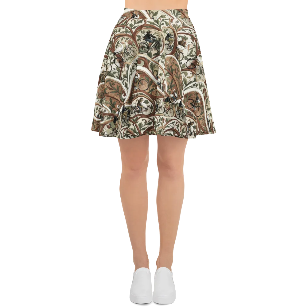 Storks in Motion on Skater Skirt — Front
