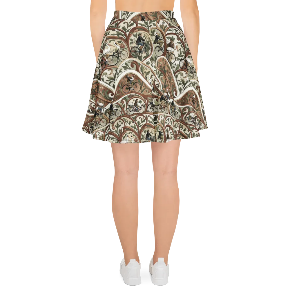 Storks in Motion on Skater Skirt — Back