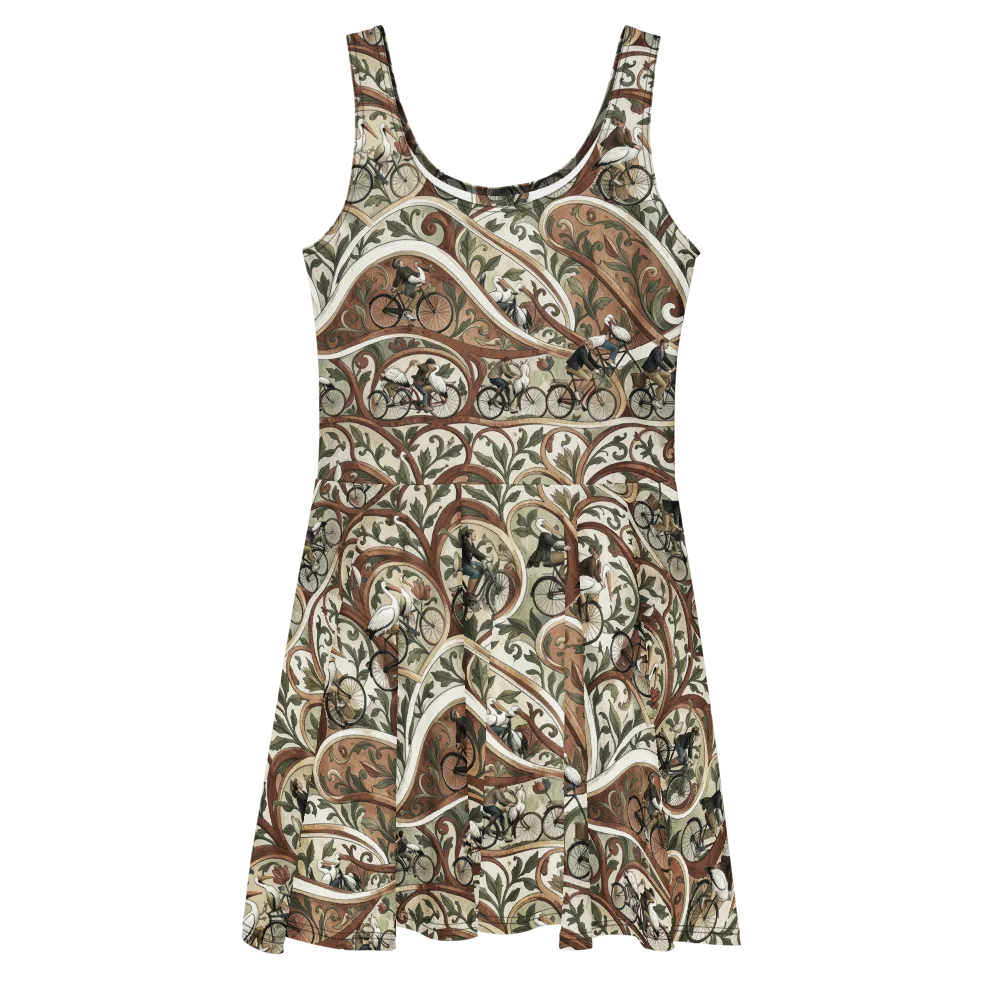 Storks in Motion on Skater Dress — Front