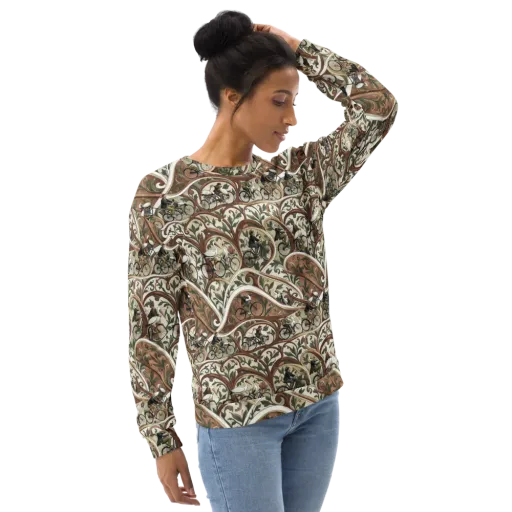 Storks in Motion on a Sweatshirt