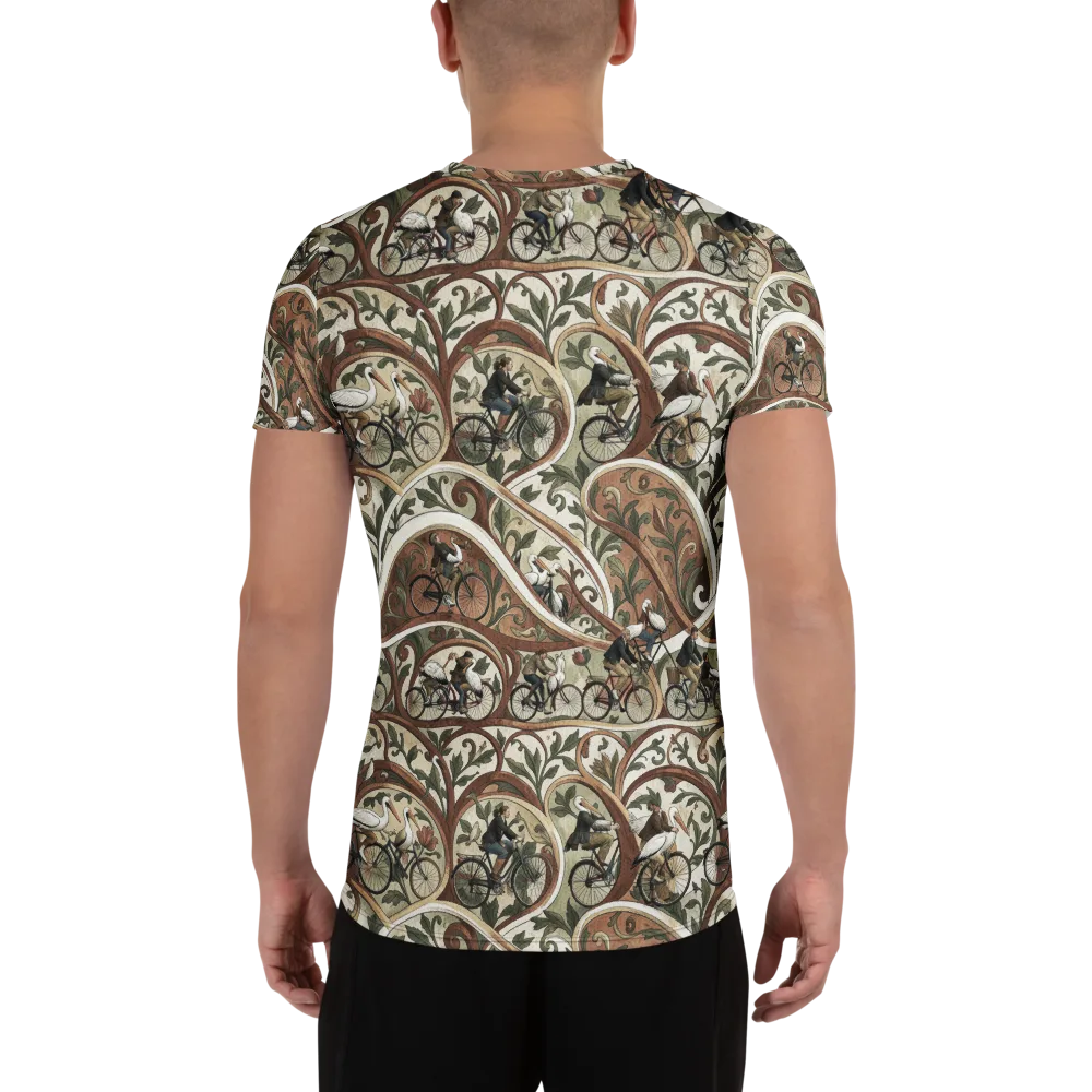 Storks in Motion on Men's Athletic T-Shirt — Back