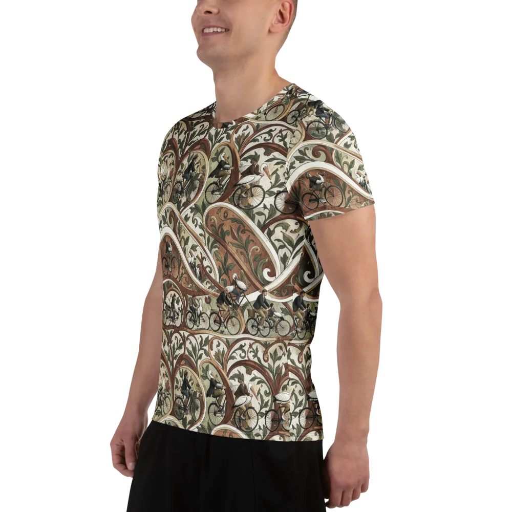 Storks in Motion on Men's Athletic T-Shirt — Left