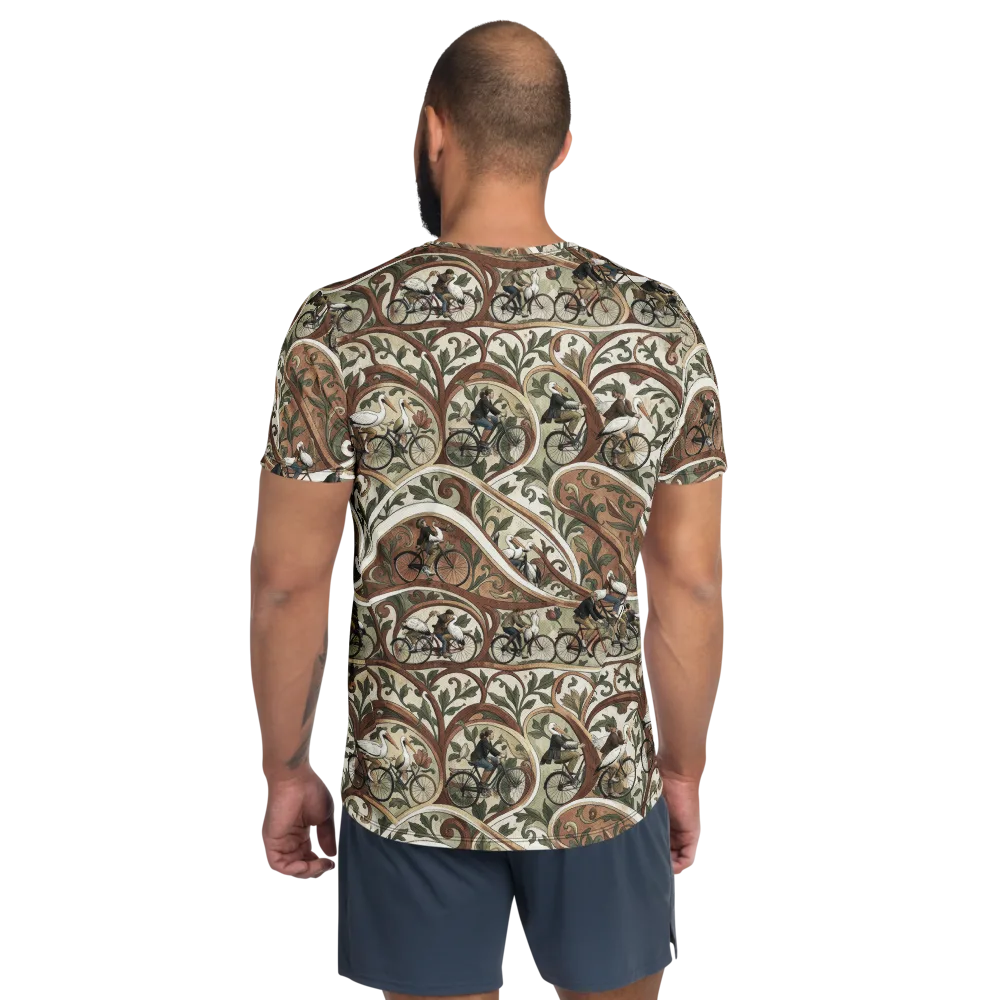 Storks in Motion on Men's Athletic T-Shirt — Back